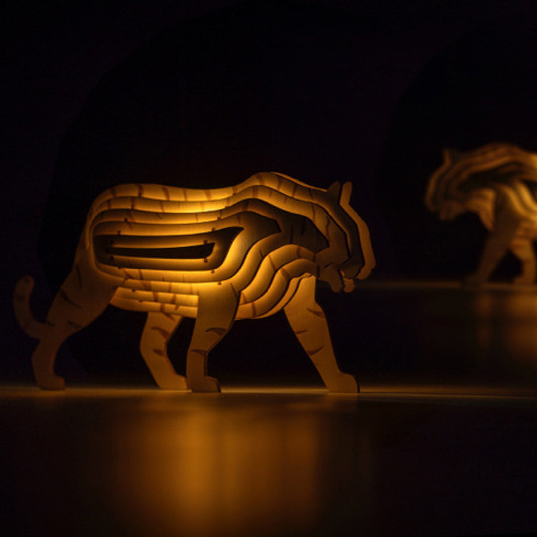 Christmas Gift 3D Wooden Animal Statue Decor Fantasy Lamp-Engravingift