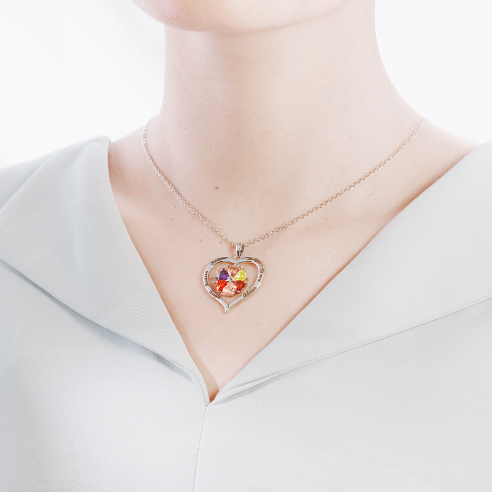Mother's Day Gift Custom Diamond Heart Pendant Necklace-Engravingift