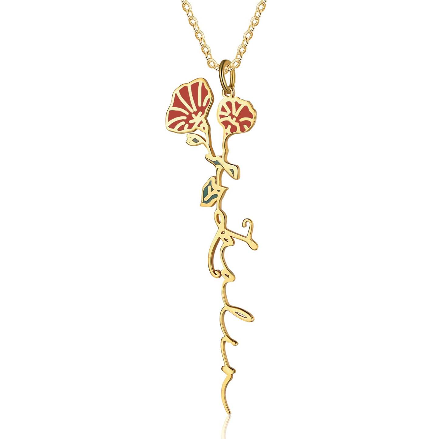 Mother's Day Gift Morning Glory Name Necklace Custom September Birth Flower Necklace for Her-Engravingift