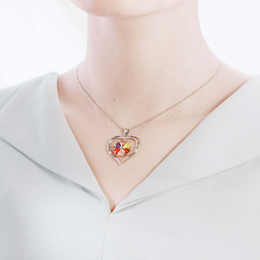 Mother's Day Gift Custom Diamond Heart Pendant Necklace-Engravingift