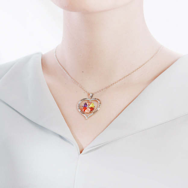 Mother's Day Gift Custom Diamond Heart Pendant Necklace-Engravingift