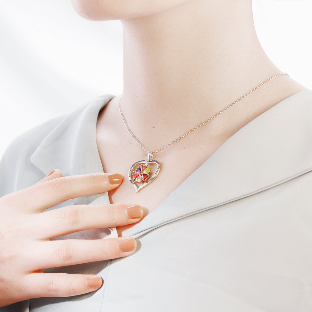 Mother's Day Gift Custom Diamond Heart Pendant Necklace-Engravingift