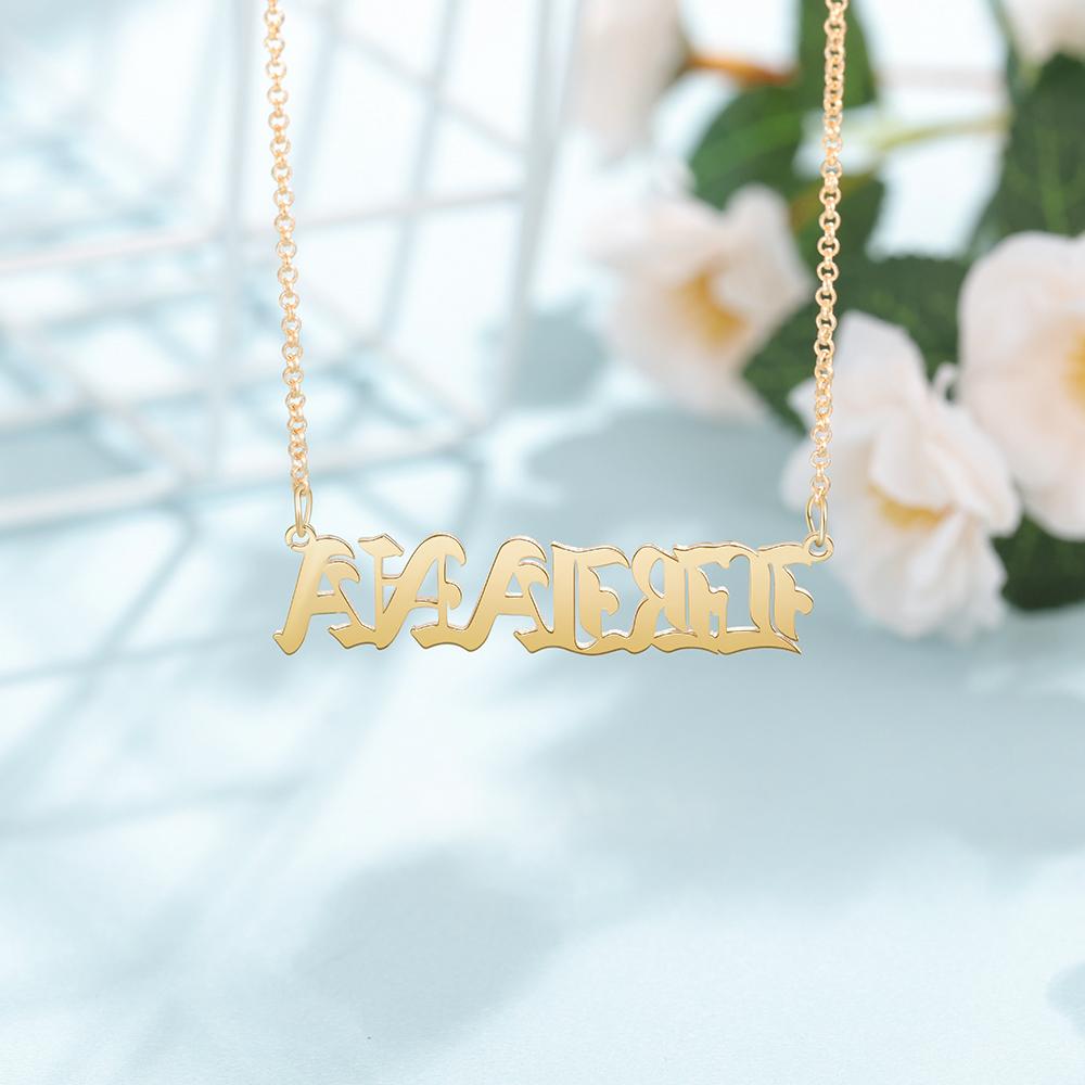 Mother's Day Gift Personalized Name Necklace Old English Name Necklaces-Engravingift