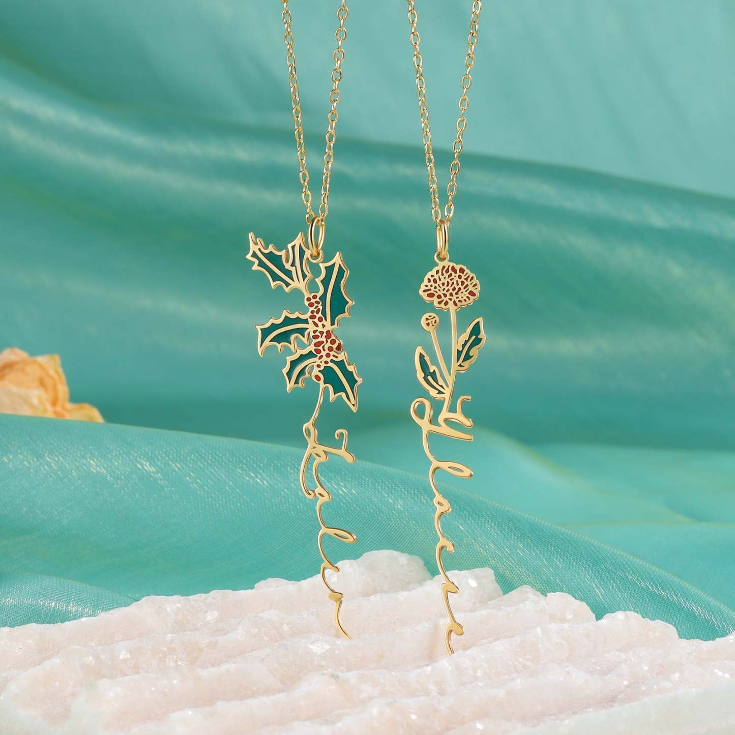 Mother's Day Gift Chrysanthemum Name Necklace Custom November Birth Flower Necklace for Her-Engravingift