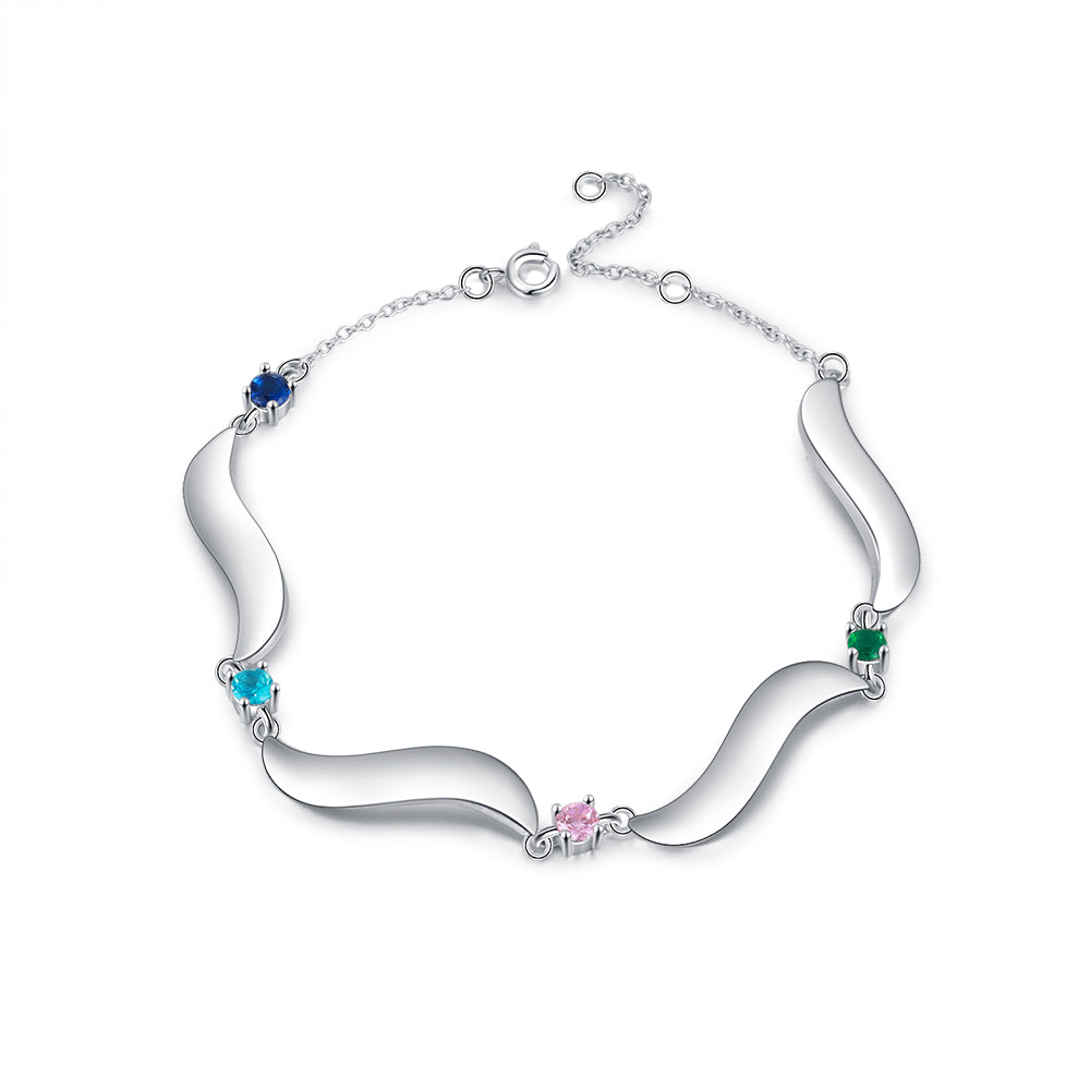 Mother's Day Gift Personalized Bracelet Custom 4 Names with 4 Birthstones Family Bracelet for Mom-Engravingift
