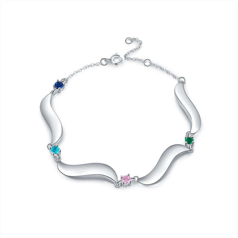 Mother's Day Gift Personalized Bracelet Custom 4 Names with 4 Birthstones Family Bracelet for Mom-Engravingift