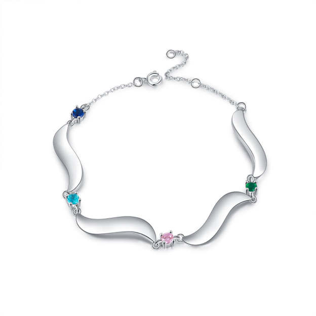Mother's Day Gift Personalized Bracelet Custom 4 Names with 4 Birthstones Family Bracelet for Mom-Engravingift