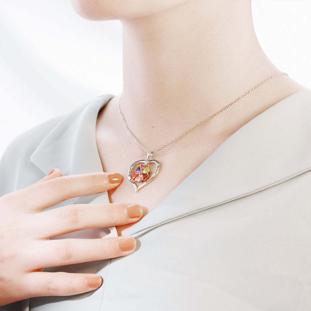 Mother's Day Gift Custom Diamond Heart Pendant Necklace-Engravingift