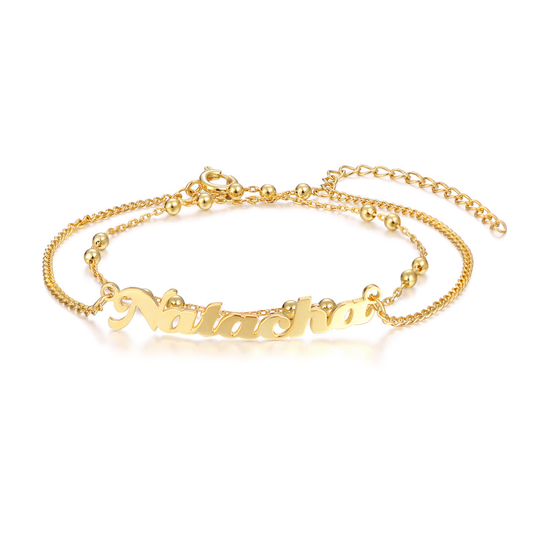 Mother's Day Gift Custom Name Anklet Bracelet Double Layers Classic Anklet-Engravingift