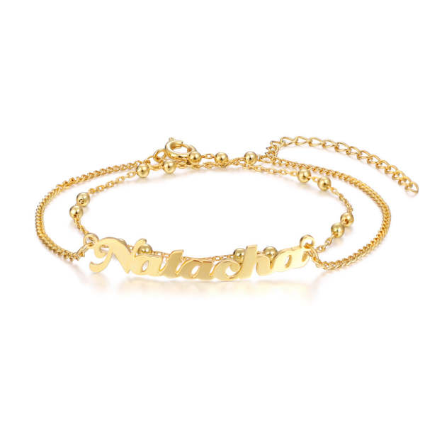 Custom Name Anklet Bracelet Double Layers Classic Anklet-Engravingift