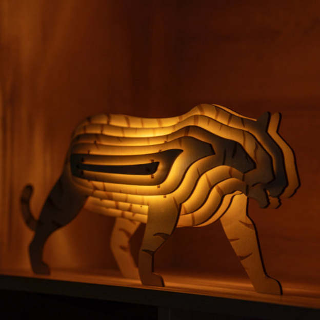 Christmas Gift 3D Wooden Animal Statue Decor Fantasy Lamp-Engravingift