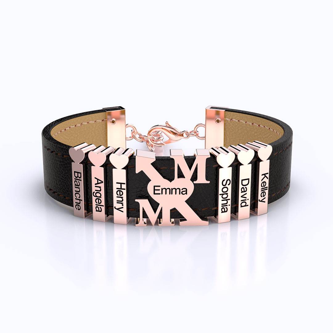 Mother‘s Day  Gift "Love MOM" Gram Bracelet With Custom Name Beads