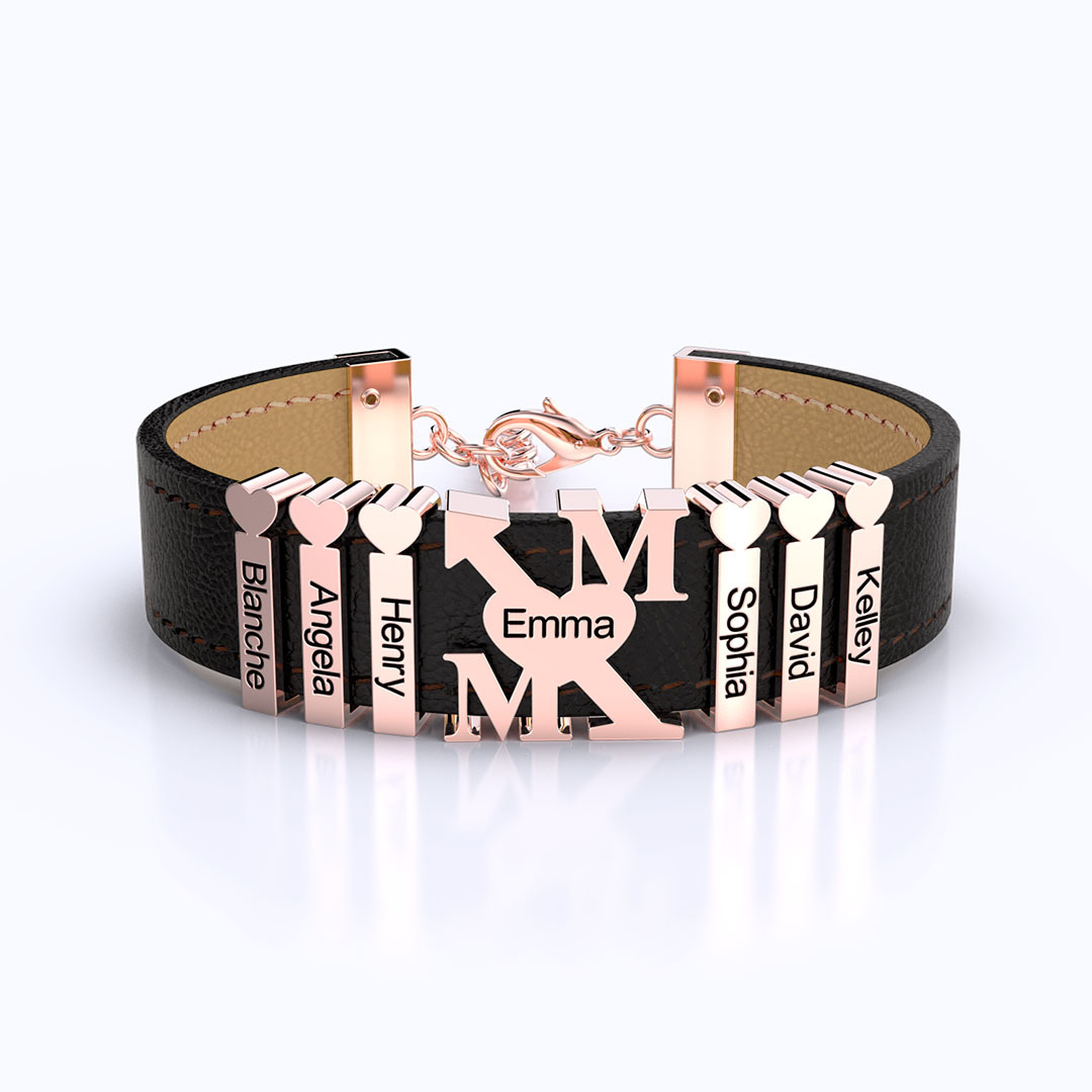 Mother‘s Day Gift "Love MOM" Gram Bracelet With Custom Name Beads