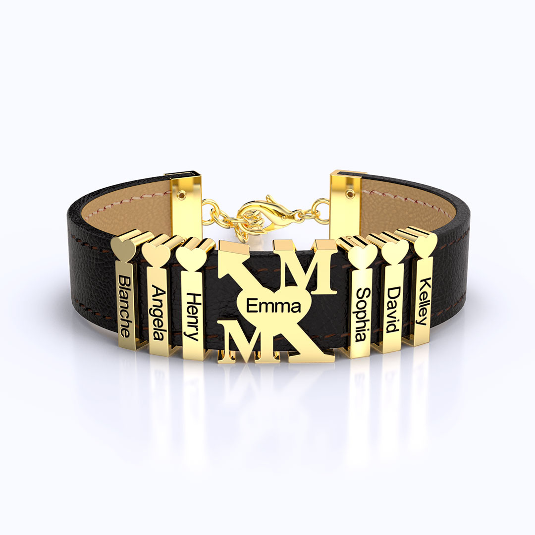 Mother‘s Day Gift "Love MOM" Gram Bracelet With Custom Name Beads