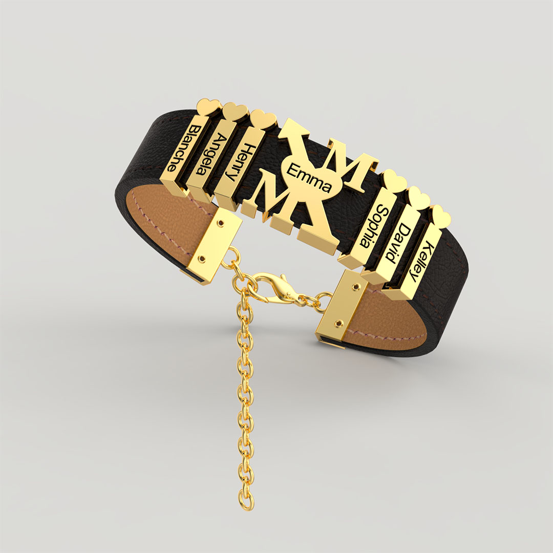 Mother‘s Day  Gift "Love MOM" Gram Bracelet With Custom Name Beads