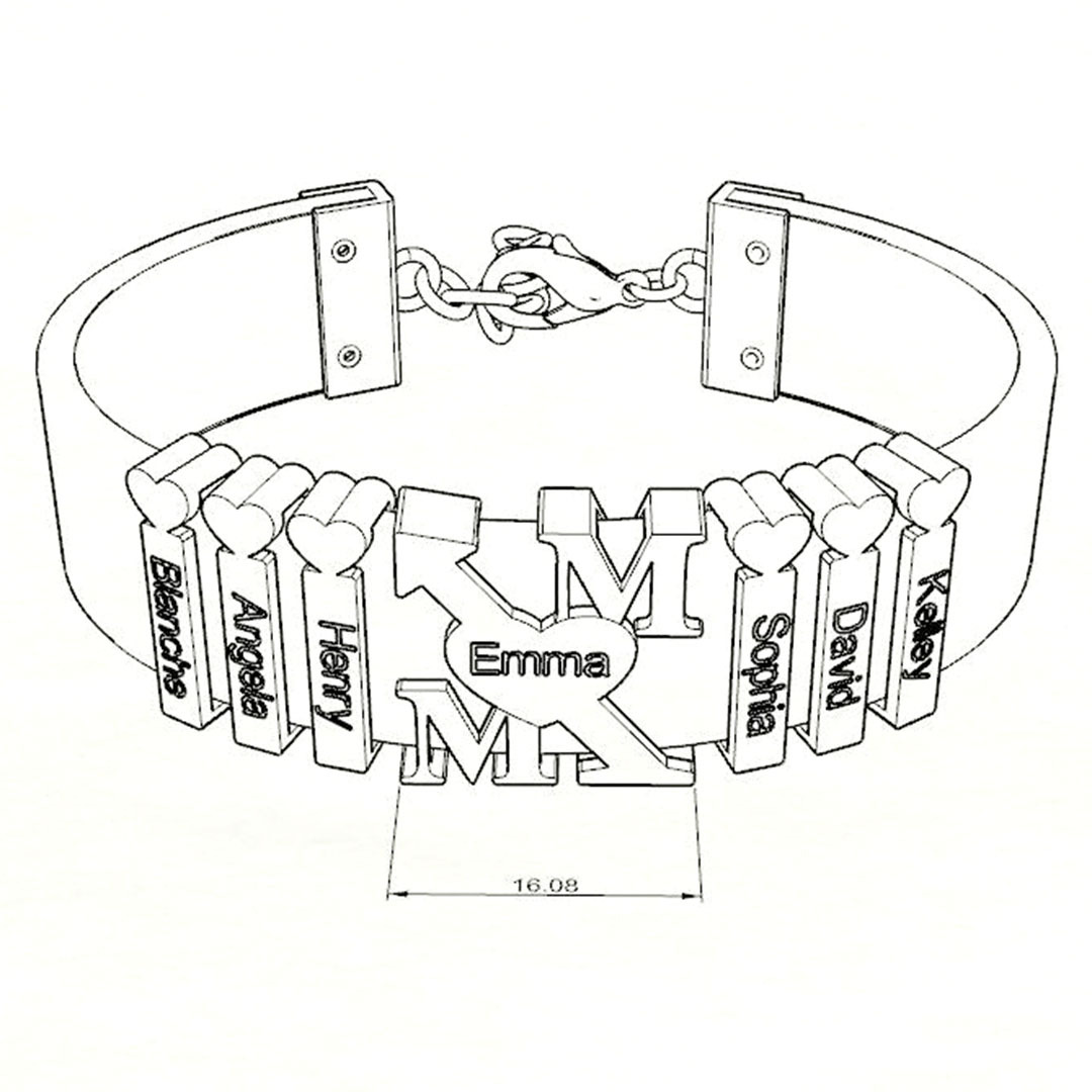 Mother‘s Day Gift "Love MOM" Gram Bracelet With Custom Name Beads