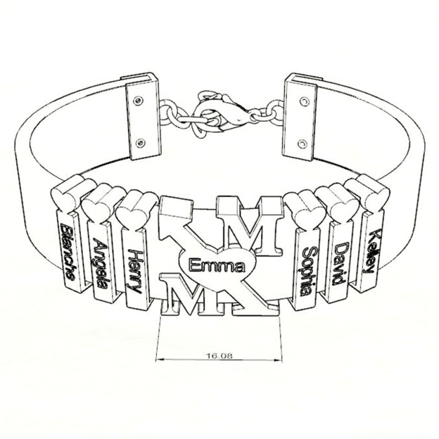 Mother‘s Day  Gift "Love MOM" Gram Bracelet With Custom Name Beads