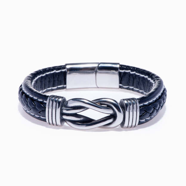 Christmas Gift To My Grandson Knot Leather Bracelet "Never Forget That You Will Always Be in My Heart"-Engravingift