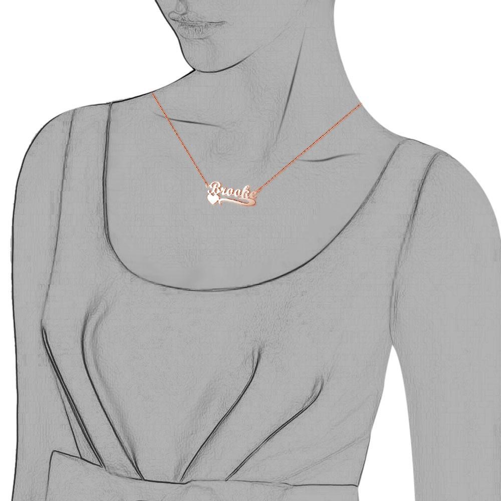 Mother's Day Gift Custom Name Necklace with Heart Cute Personalized Name Chain Rose Gold Unique Gift For Her-Engravingift