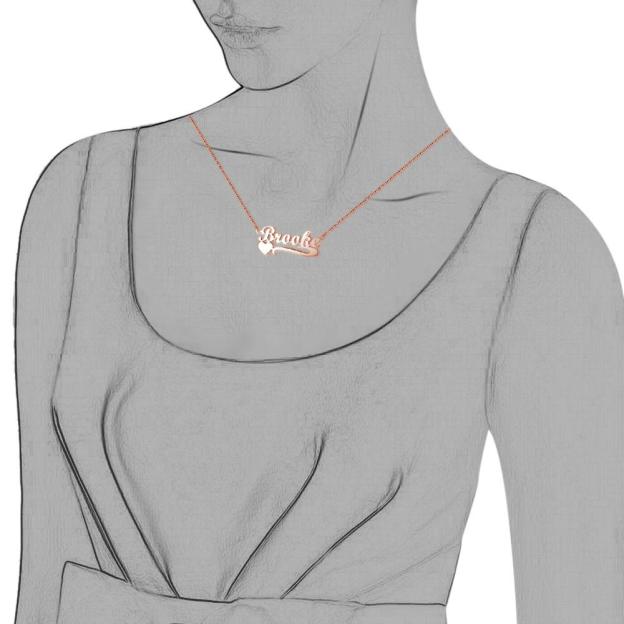 Mother's Day Gift Custom Name Necklace with Heart Cute Personalized Name Chain Rose Gold Unique Gift For Her-Engravingift