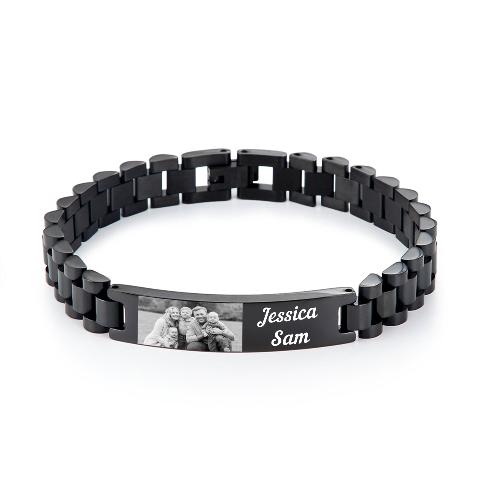 Christmas Gift Personalized ID Bar Bracelet with Name and Photo Bracelet Father's Day Gift