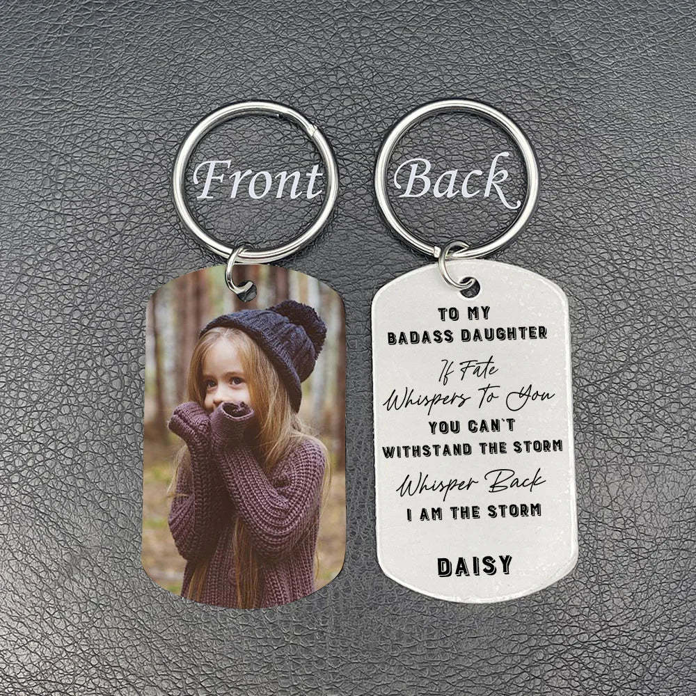 Mother's Day Gift To My Bass Daughter Personalized Photo Keychain- I Am The Storm