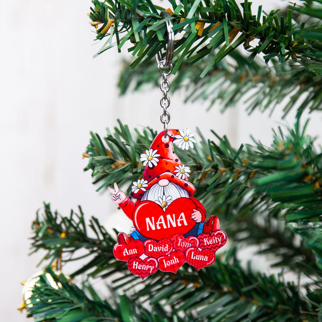 Christmas Gift Cartoon Personalized Family Names Keychain-Engravingift