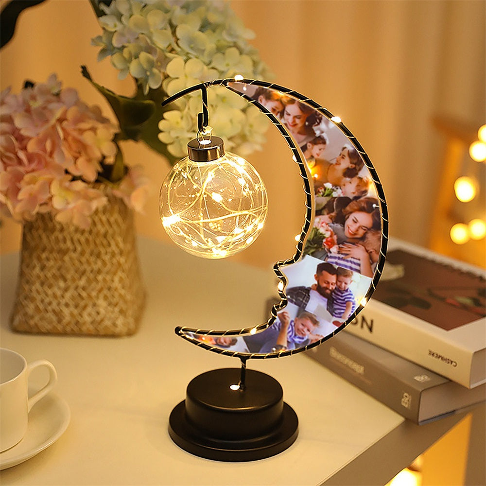Valentine's Day Gift  Personalized 6 Photo Moon Lamp Romantic Night Light for Couple