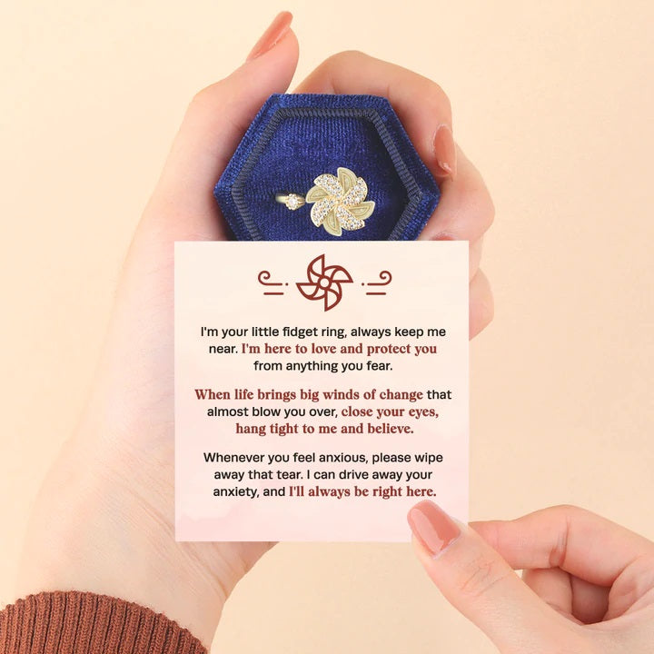 Mother's Day Gift Windmill Fidget Ring Anxiety Spinning Ring for Daughter Granddaughter-Engravingift