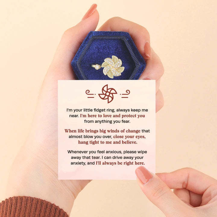 Mother's Day Gift Windmill Fidget Ring Anxiety Spinning Ring for Daughter Granddaughter-Engravingift