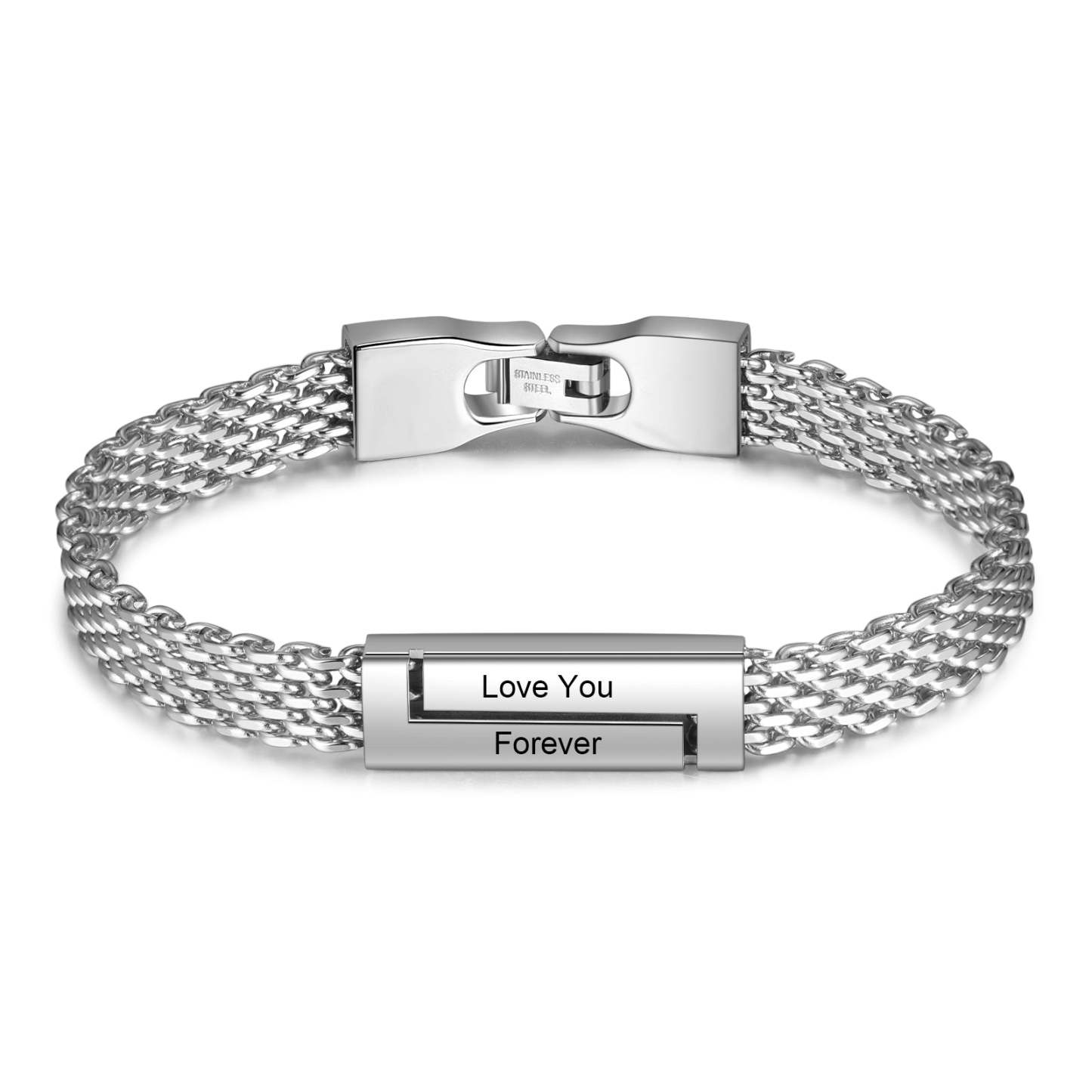 Father'sDay Gift Mother'sDay gift Men Herringbone Bracelet Custom 2 Text Gift for Him