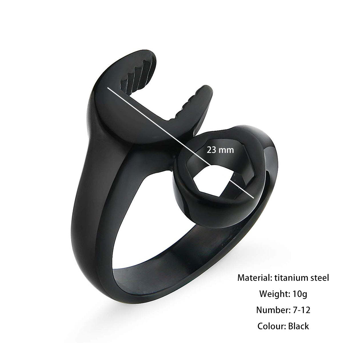Christmas Gift Personalized Wrench Ring Engraved Text Titanium Steel Tool Ring for Men-Engravingift