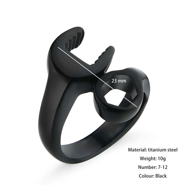 Christmas Gift Personalized Wrench Ring Engraved Text Titanium Steel Tool Ring for Men-Engravingift