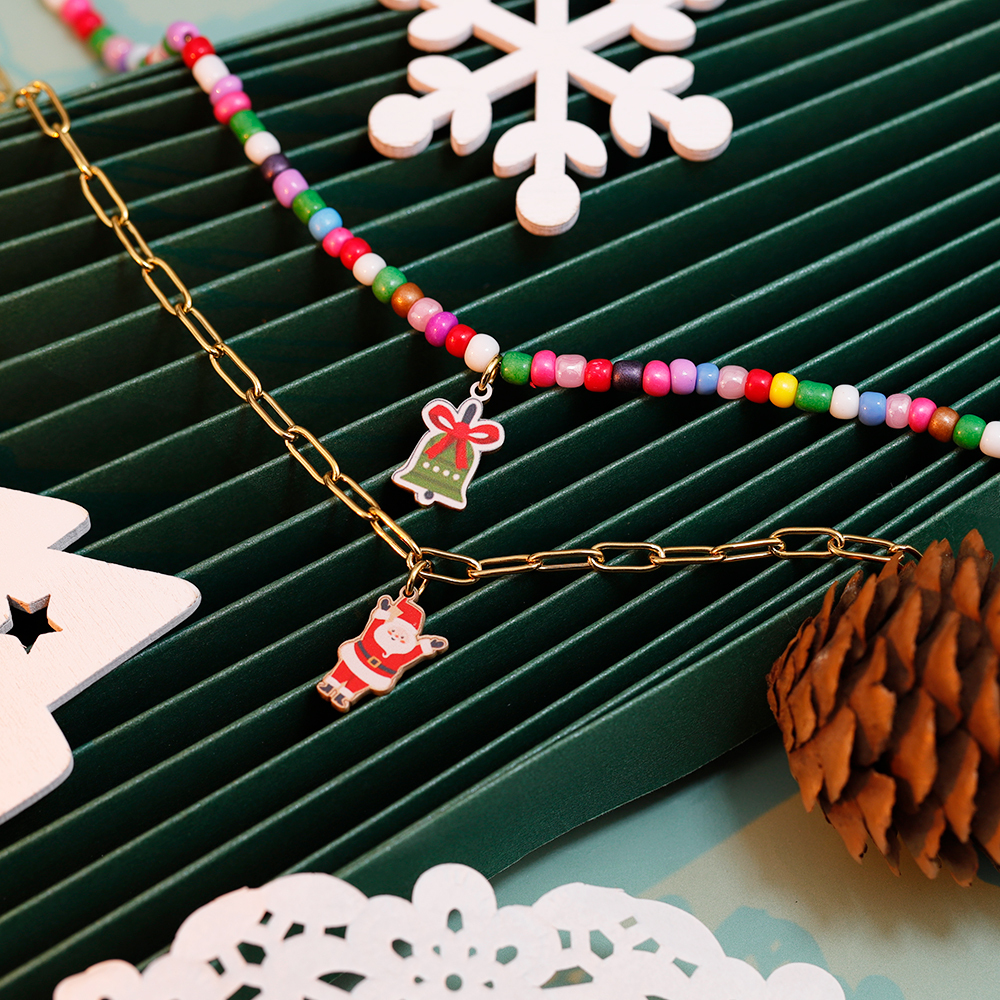 Christmas beads double layer necklace