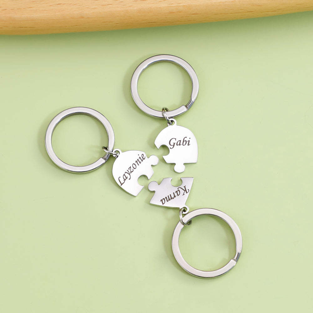 Christmas Gift Family/Sibling/BFF Gift Personalized Heart Puzzle Pieces Necklace or Keychain