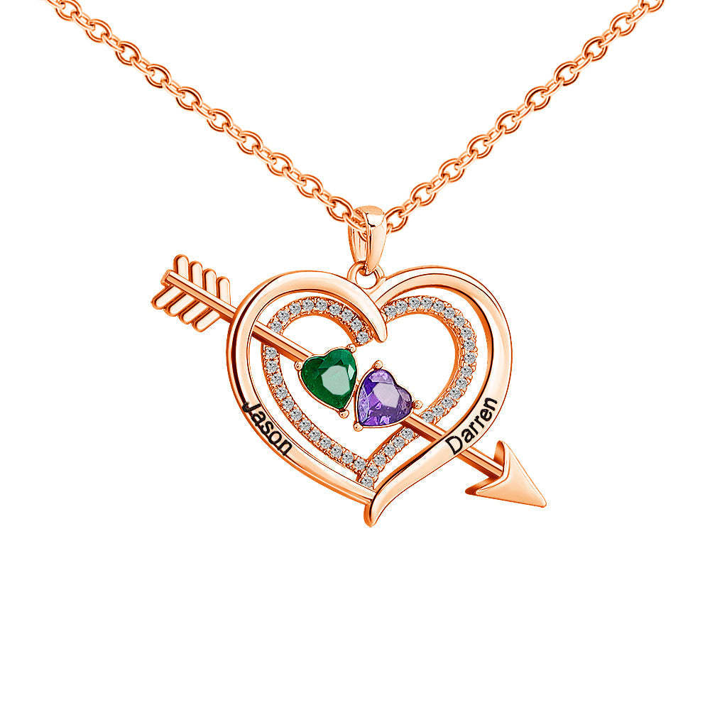 Mother's Day Day Gift Forever Love Birthstone & Diamond Heart Pendant Necklace-Engravingift
