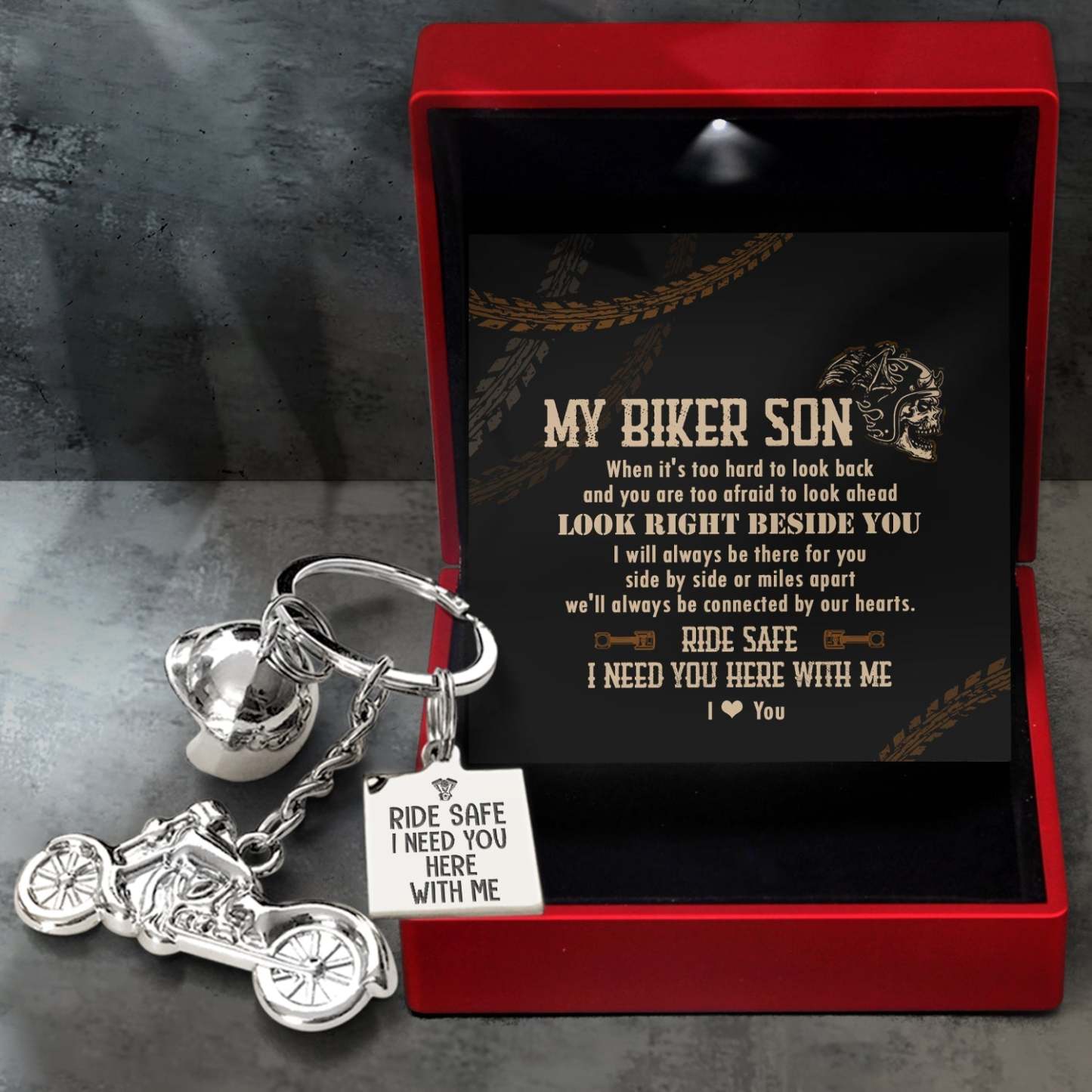Mother's Day Gift Classic Bike Keychain - Biker - To My Biker Son - You Are Capable Of Achieving Anything You Put Your Mind To-Engravingift