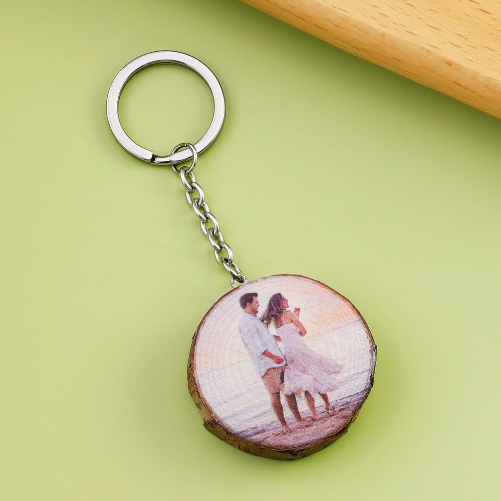 Mother's Day Gift Round log color printing keychain-Engravingift