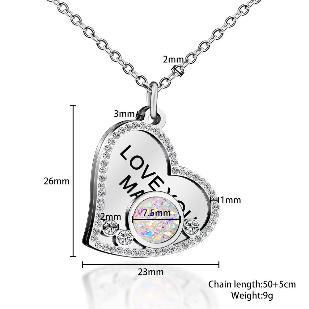 Mother's Day Gift "I Love You MAMA" Diamond Heart Necklace-Engravingift