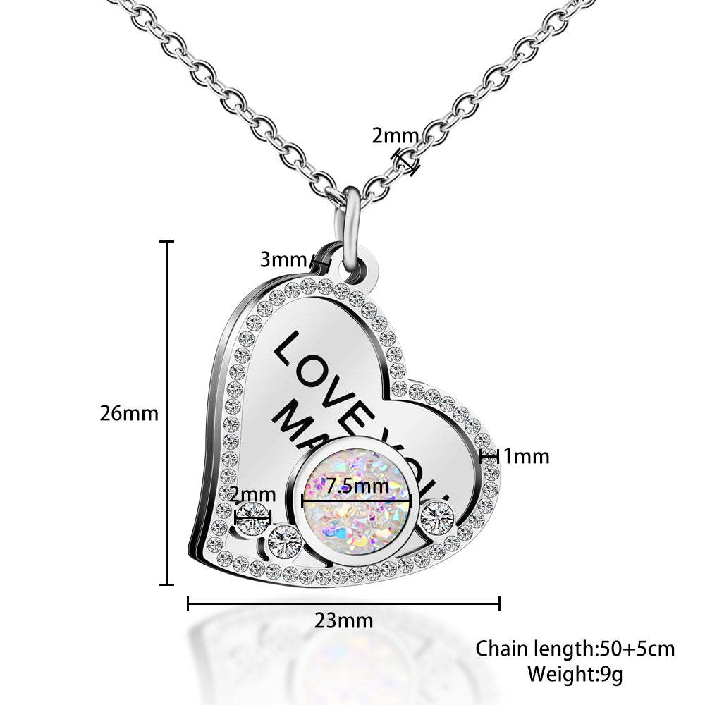 Mother's Day Gift "I Love You MAMA" Diamond Heart Necklace-Engravingift