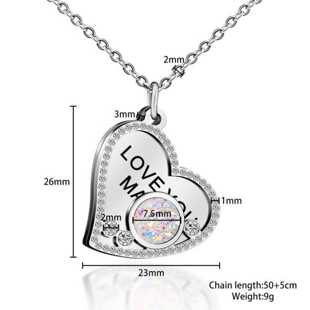Mother's Day Gift "I Love You MAMA" Diamond Heart Necklace-Engravingift