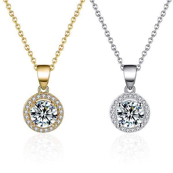 Mother's Day Day Gift Classique Sterling Silver Halo Pendant Necklace-Engravingift