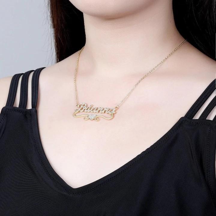Christmas Gift Personalized Sparkling Butterfly Heart Diamond Name Necklace