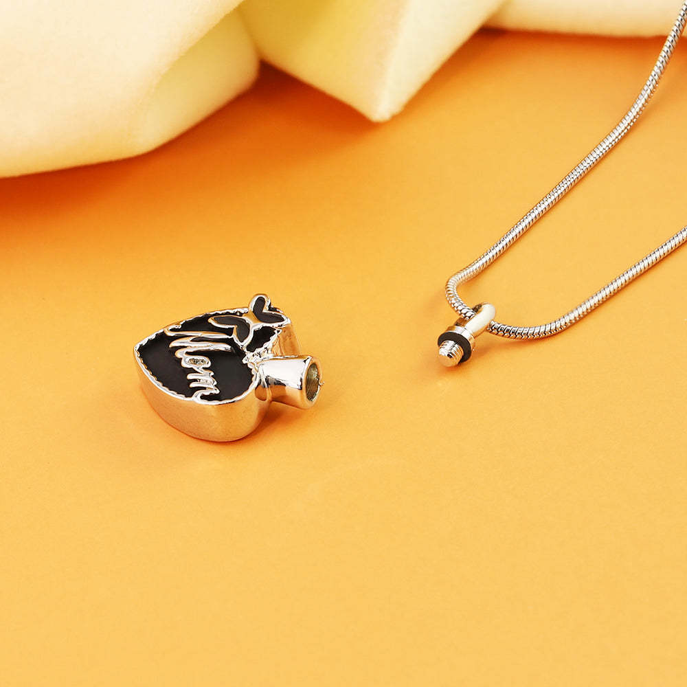 Mother's Day Gift Black peach heart (MOM) necklace-Engravingift