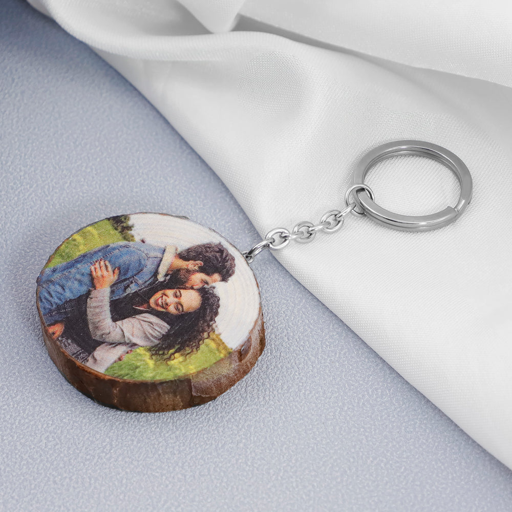 Mother's Day Gift Round log color printing keychain-Engravingift