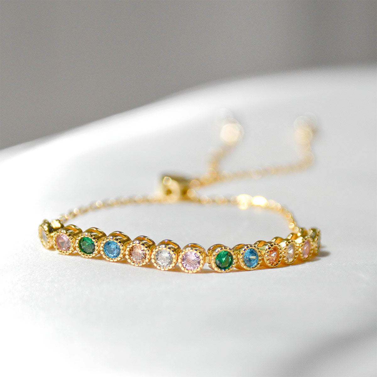 Mother's Day Gift Over The Rainbow Bezel Slider Bracelet-Engravingift
