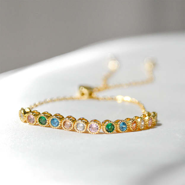 Mother's Day Gift Over The Rainbow Bezel Slider Bracelet-Engravingift