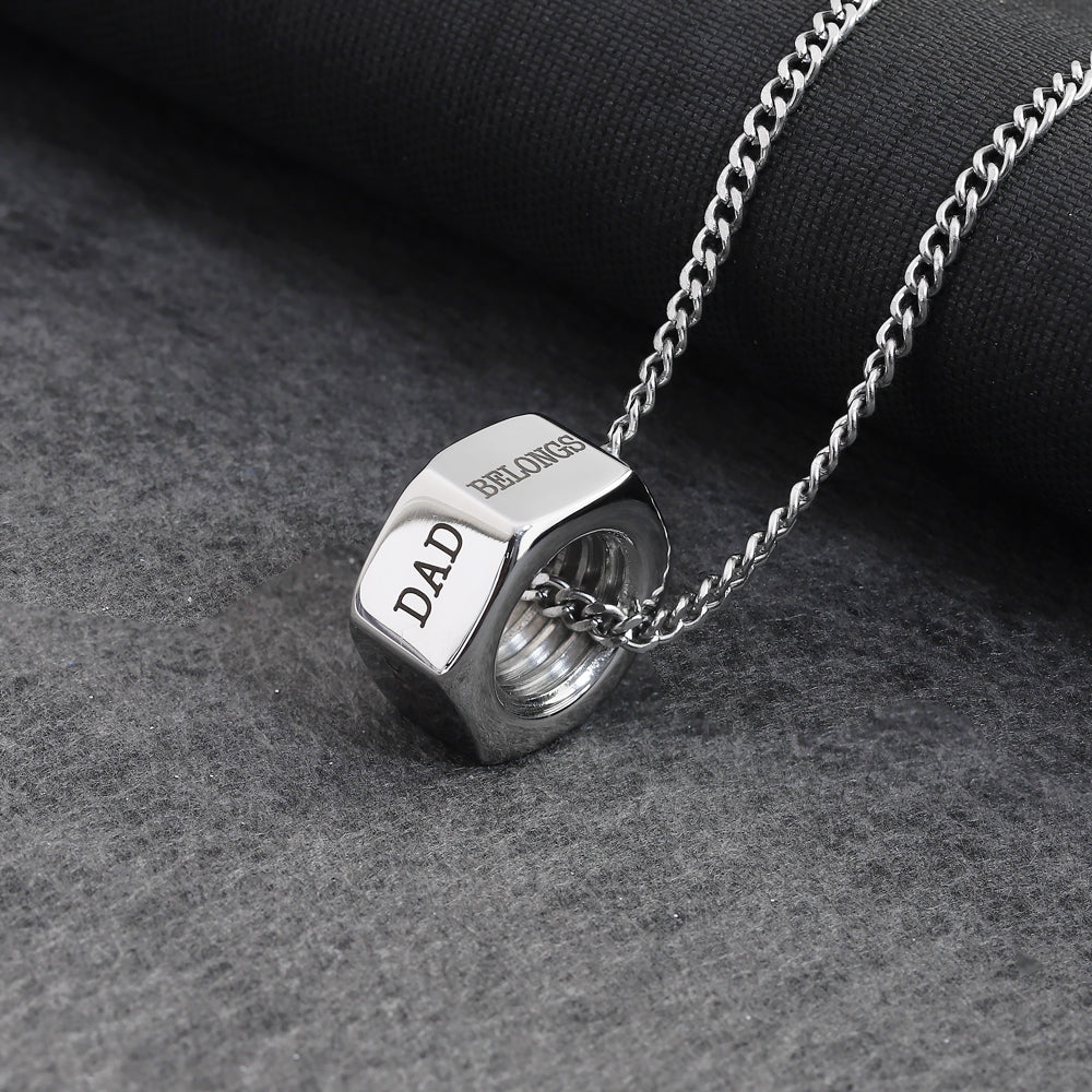 Father's Day Gift Personalized Screw cap Bead Pendant Necklace-Engravingift