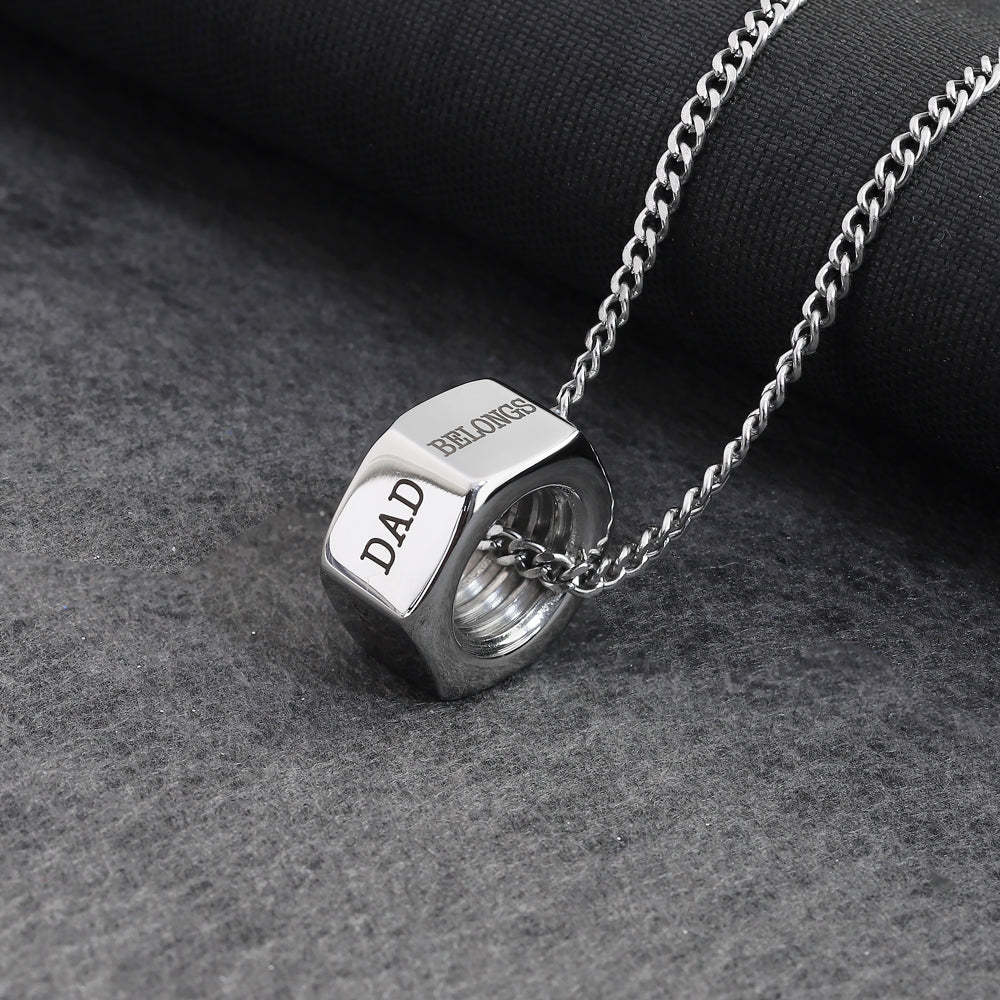 Father's Day Gift Personalized Screw cap Bead Pendant Necklace-Engravingift