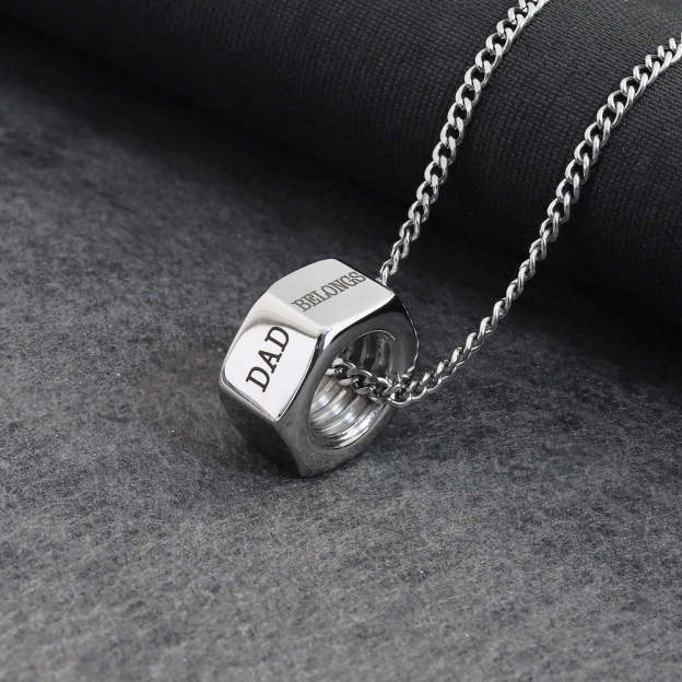 Father's Day Gift Personalized Screw cap Bead Pendant Necklace-Engravingift
